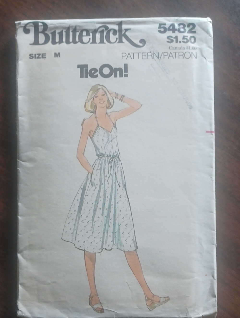 Vintage  (70/80) Butterick Pattern.  Tie-On Sundress Size M
